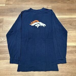 Denver Broncos Navy Waffle Knit Long Sleeve Shirt Size M